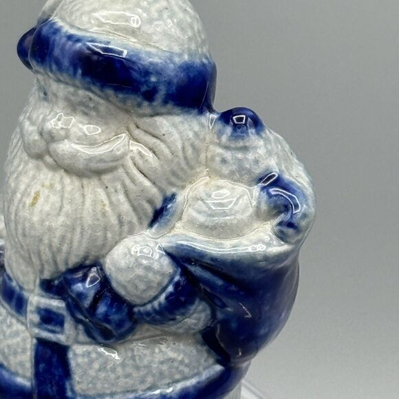 Vtg Eldreth Pottery Santa Claus Ornament with Toys Salt Glaze Christmas Ornament - Picture 3 of 7